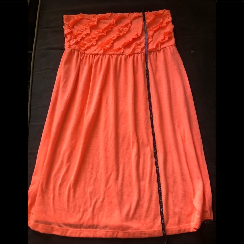 42-Vintage OP strapless ruffled top or mini dress . In fluorescent orange.